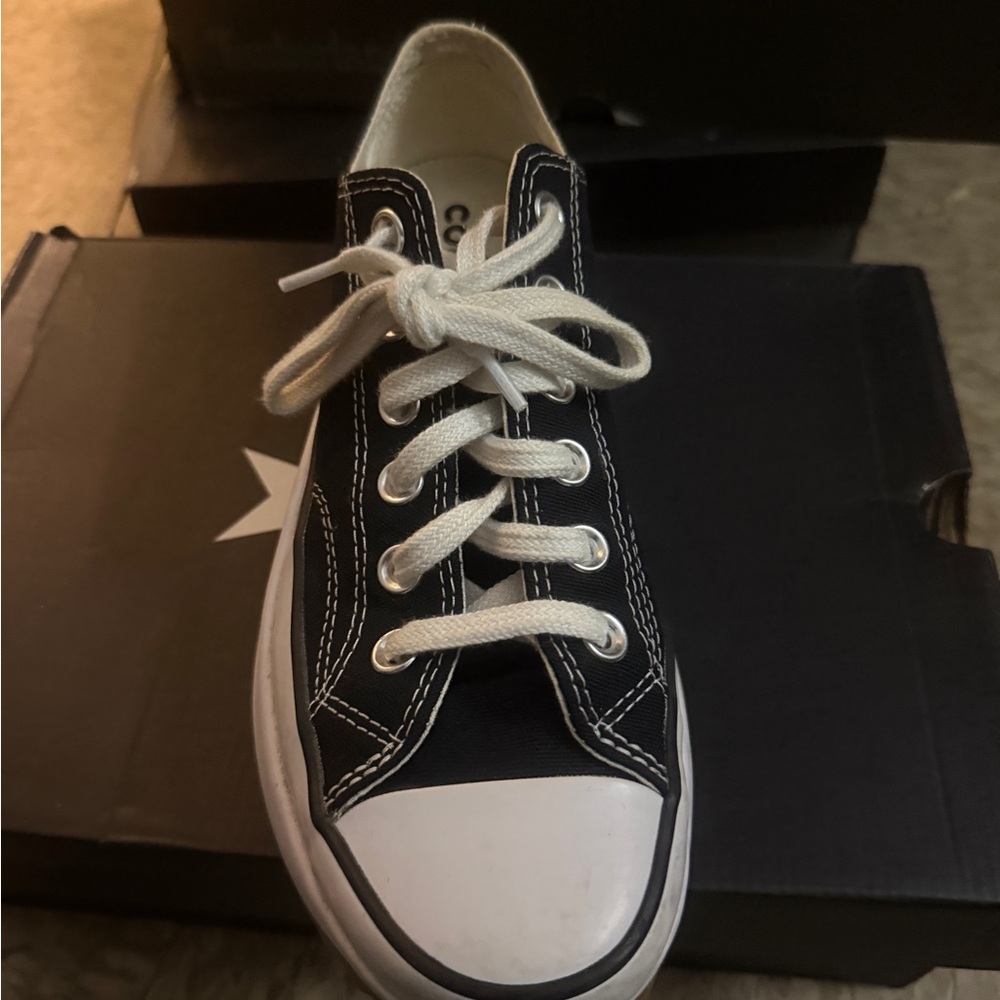 Black and white platform converse